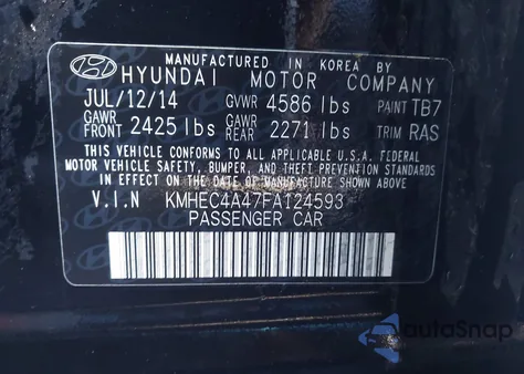 2015 Hyundai Sonata Hybrid Limited из США, поврежденный, VIN KMHEC4A47FA124593